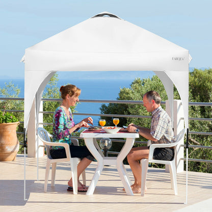 6.6 x 6.6 FT Pop Up Height Adjustable Canopy Tent with Roller Bag, White Canopies at Gallery Canada