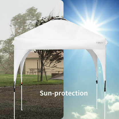6.6 x 6.6 FT Pop Up Height Adjustable Canopy Tent with Roller Bag, White Canopies at Gallery Canada