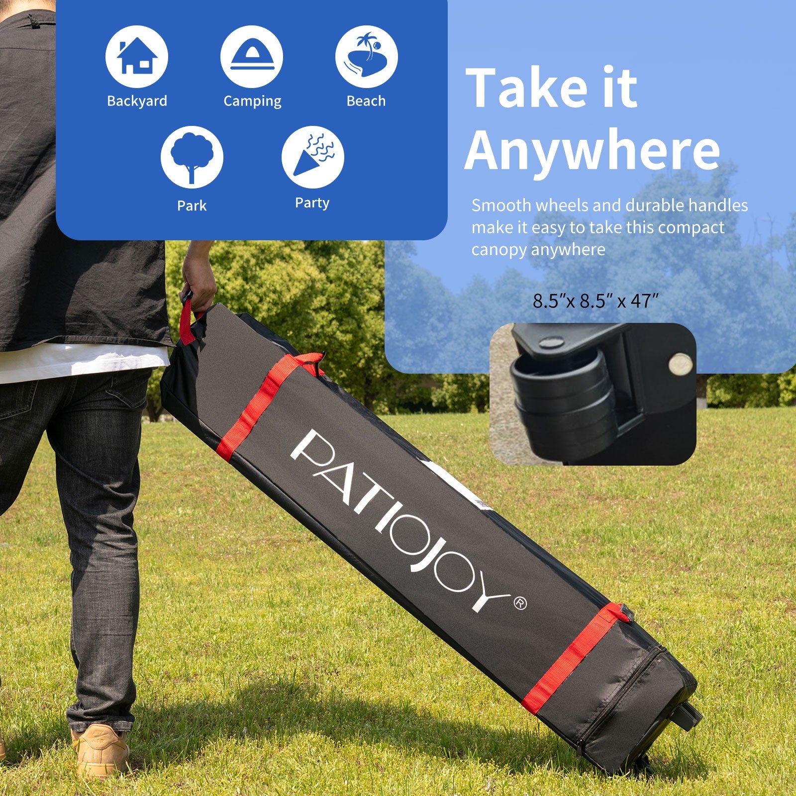 6.6 x 6.6 Feet Outdoor Pop-up Canopy Tent with Roller Bag, Blue Canopies at Gallery Canada