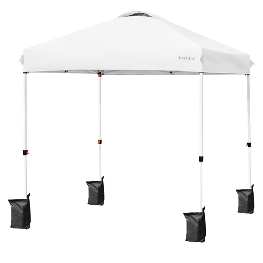 6.6 x 6.6 Feet Outdoor Pop-up Canopy Tent with Roller Bag, White - Gallery Canada