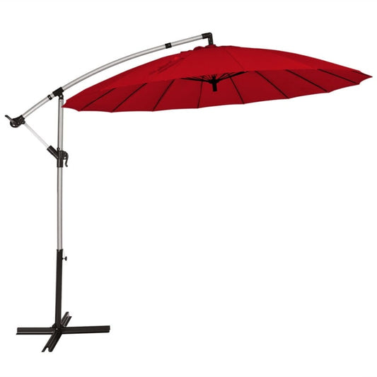 10 Feet Patio Offset Hanging Umbrella, For Backyard Poolside Garden, Dark Red