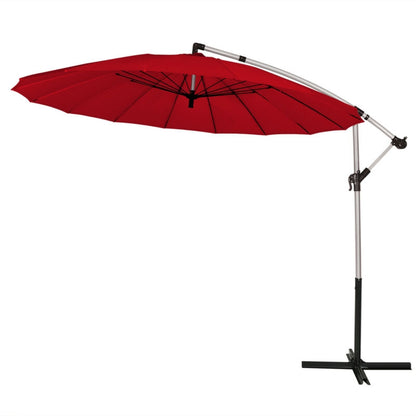 10 Feet Patio Offset Umbrella Market Hanging Umbrella for Backyard Poolside Lawn Garden, Dark Red Outdoor Umbrellas at Gallery Canada