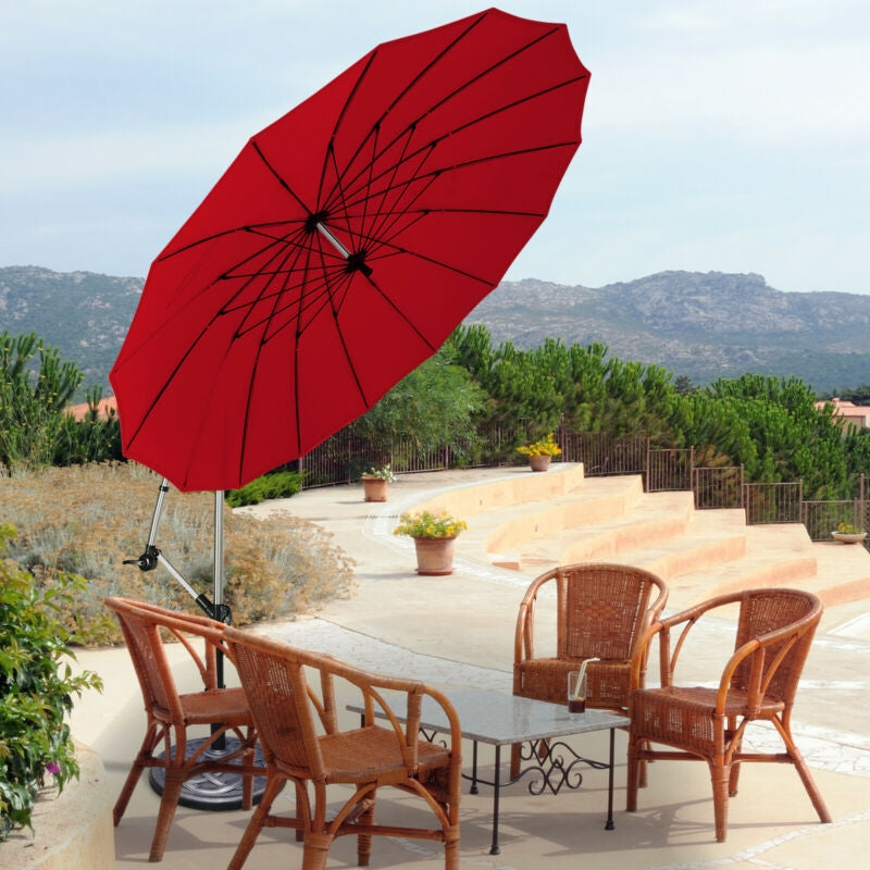 10 Feet Patio Offset Umbrella Market Hanging Umbrella for Backyard Poolside Lawn Garden, Dark Red Outdoor Umbrellas at Gallery Canada