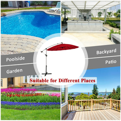 10 Feet Patio Offset Umbrella Market Hanging Umbrella for Backyard Poolside Lawn Garden, Dark Red Outdoor Umbrellas at Gallery Canada