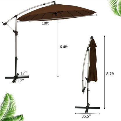 10 Feet Patio Offset Umbrella Market Hanging Umbrella for Backyard Poolside Lawn Garden, Tan Outdoor Umbrellas at Gallery Canada