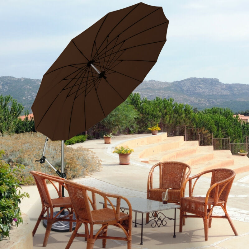 10 Feet Patio Offset Umbrella Market Hanging Umbrella for Backyard Poolside Lawn Garden, Tan Outdoor Umbrellas at Gallery Canada