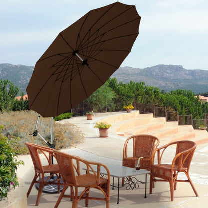 10 Feet Patio Offset Umbrella Market Hanging Umbrella for Backyard Poolside Lawn Garden, Tan Outdoor Umbrellas at Gallery Canada