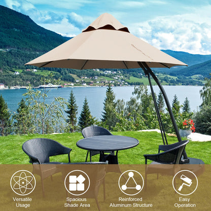 11 Feet Cantilever Hanging Umbrella with Base and Wheels, Tan Outdoor Umbrellas at Gallery Canada