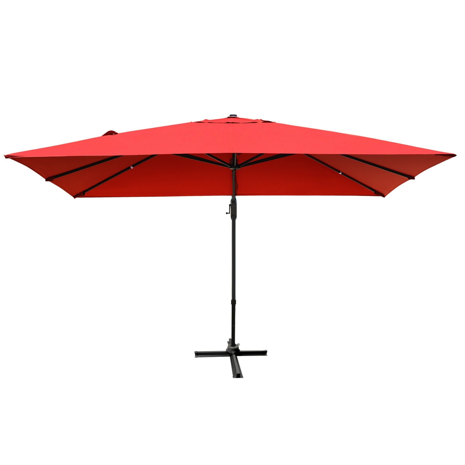 10 x13 Feet Rectangular Cantilever Umbrella with 360° Rotation Function, Red Outdoor Umbrellas at Gallery Canada