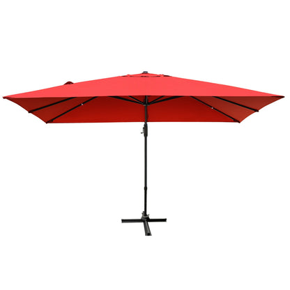 10 x13 Feet Rectangular Cantilever Umbrella with 360° Rotation Function, Red Outdoor Umbrellas at Gallery Canada