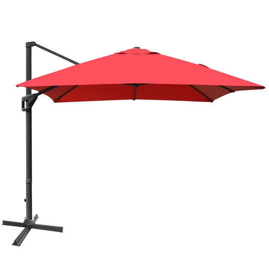10 x13 Feet Rectangular Cantilever Umbrella, 360° Rotation, Red Outdoor Umbrellas Red at Gallery Canada