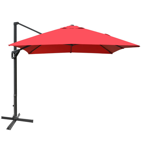 10 x13 Feet Rectangular Cantilever Umbrella, 360° Rotation, Red