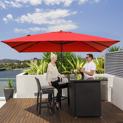 10 x13 Feet Rectangular Cantilever Umbrella with 360° Rotation Function, Red Outdoor Umbrellas at Gallery Canada