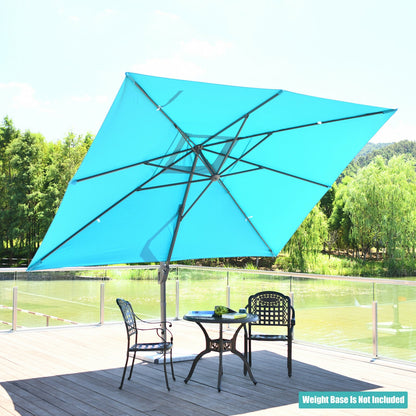 10 x13 Feet Rectangular Cantilever Umbrella with 360° Rotation Function, Turquoise Outdoor Umbrellas at Gallery Canada