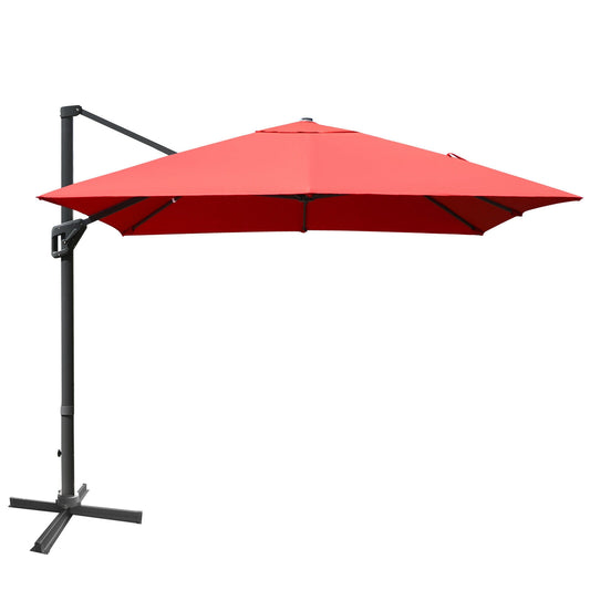 10x13 Feet Rectangular Cantilever Umbrella, 360° Rotation, Orange Outdoor Umbrellas Orange at Gallery Canada