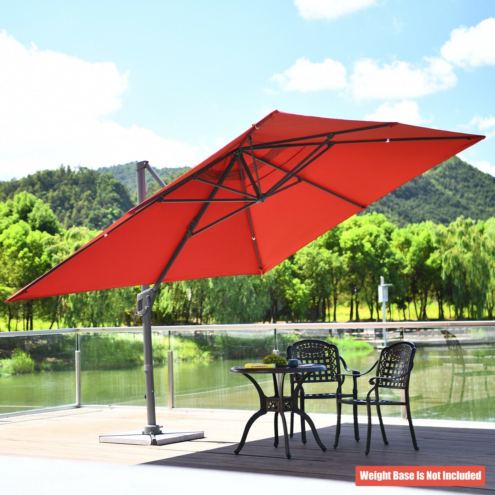 10 x13 Feet Rectangular Cantilever Umbrella with 360° Rotation Function, Orange Outdoor Umbrellas at Gallery Canada