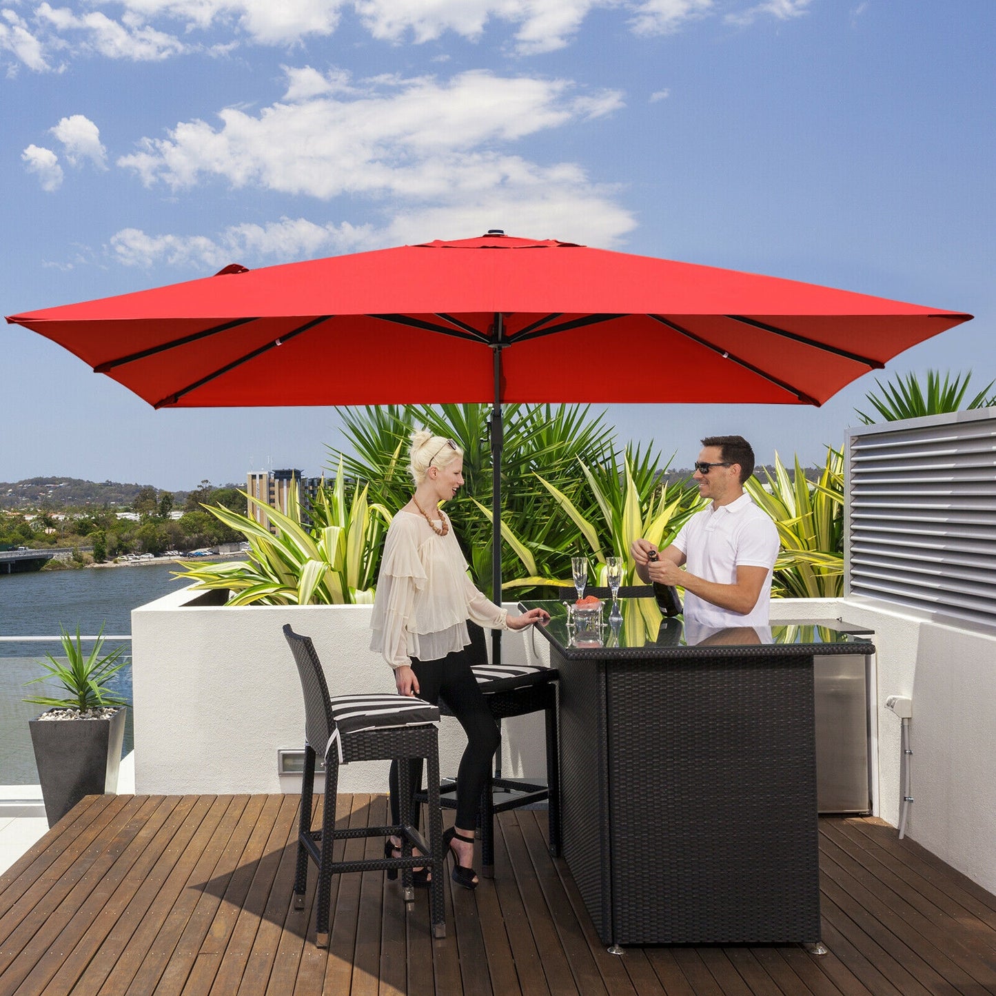10 x13 Feet Rectangular Cantilever Umbrella with 360° Rotation Function, Orange Outdoor Umbrellas at Gallery Canada