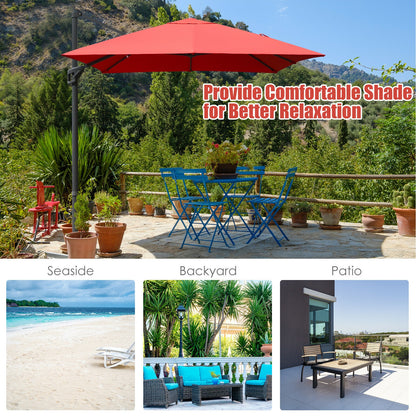 10 x13 Feet Rectangular Cantilever Umbrella with 360° Rotation Function, Orange Outdoor Umbrellas at Gallery Canada