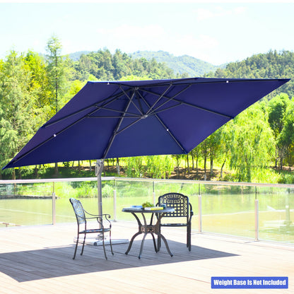 10 x13 Feet Rectangular Cantilever Umbrella with 360° Rotation Function, Navy Outdoor Umbrellas at Gallery Canada