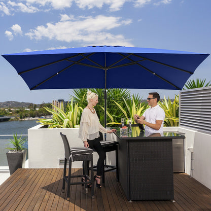 10 x13 Feet Rectangular Cantilever Umbrella with 360° Rotation Function, Navy Outdoor Umbrellas at Gallery Canada
