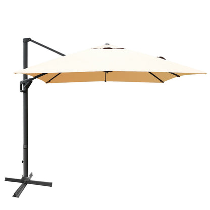 10x13 Feet Rectangular Cantilever Umbrella, 360° Rotation, Beige Outdoor Umbrellas at Gallery Canada