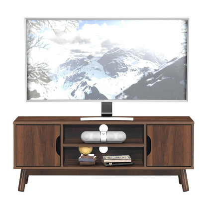 50 Inch Wood Media TV Stand with Storage Shelf, Coffee - Gallery Canada