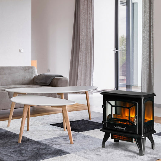Freestanding Fireplace Heater, Realistic Dancing Flame Effect, Black Fireplaces Black at Gallery Canada