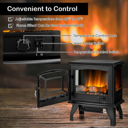 Freestanding Fireplace Heater, Realistic Dancing Flame Effect, Black Fireplaces at Gallery Canada