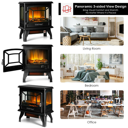 Freestanding Fireplace Heater, Realistic Dancing Flame Effect, Black Fireplaces at Gallery Canada