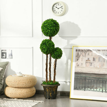 4 Feet Artificial UV Resistant Topiary Triple Ball Tree Plant, Green Faux Plants at Gallery Canada