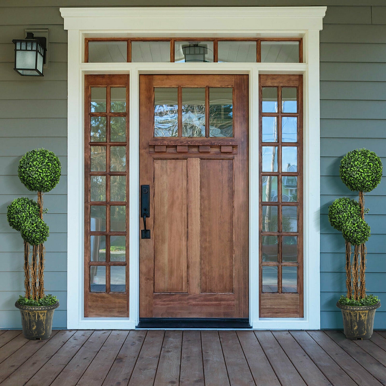 4 Feet Artificial UV Resistant Topiary Triple Ball Tree Plant, Green Faux Plants at Gallery Canada