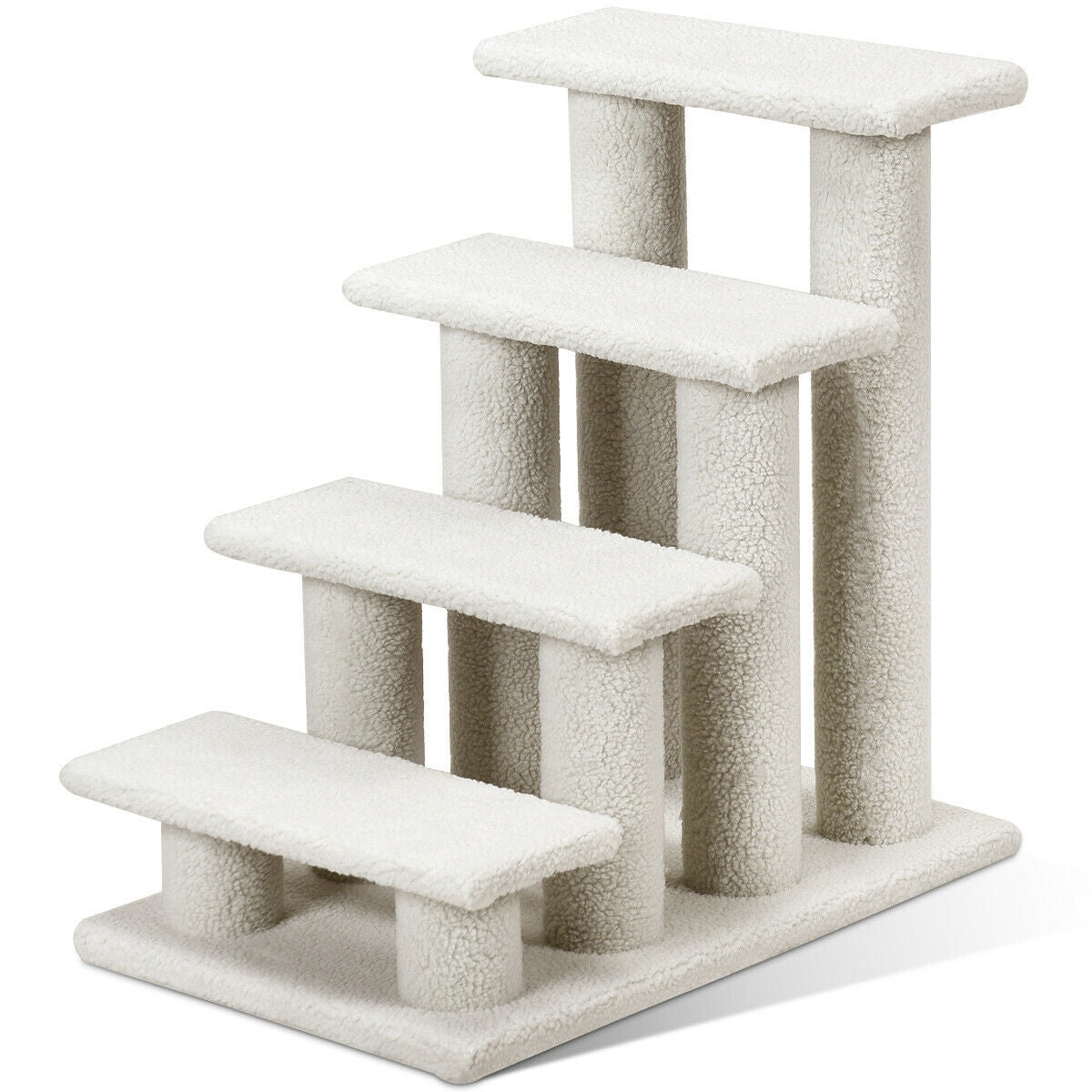 4-Step Pet Stairs Carpeted Ladder Ramp Scratching Post Cat Tree Climber, Beige Cat Trees Condos & Scratchers at Gallery Canada