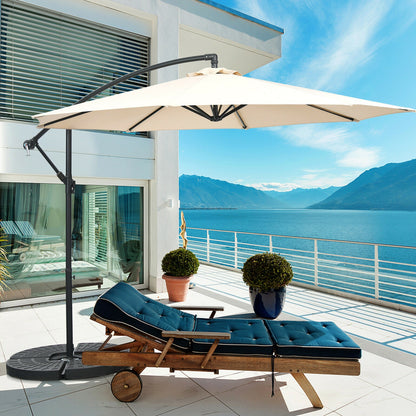 10FT Offset Umbrella with 8 Ribs Cantilever and Cross Base Tilt Adjustment, Beige Outdoor Umbrellas at Gallery Canada