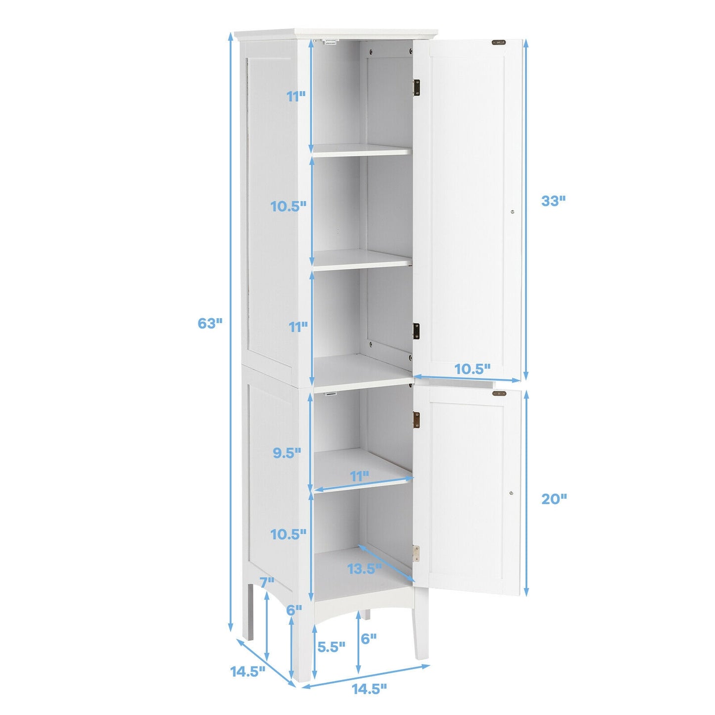 Freestanding Bathroom Storage Cabinet for Kitchen and Living Room, White Floor Cabinets at Gallery Canada