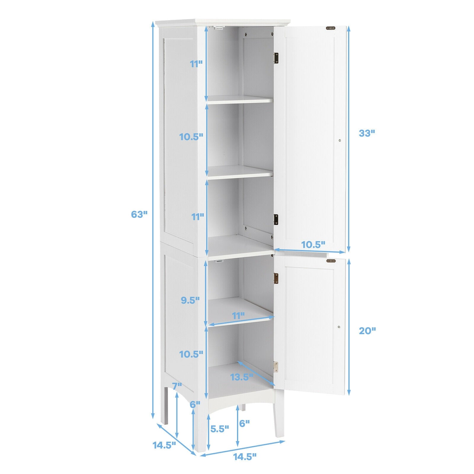 Freestanding Bathroom Storage Cabinet for Kitchen and Living Room, White Floor Cabinets at Gallery Canada