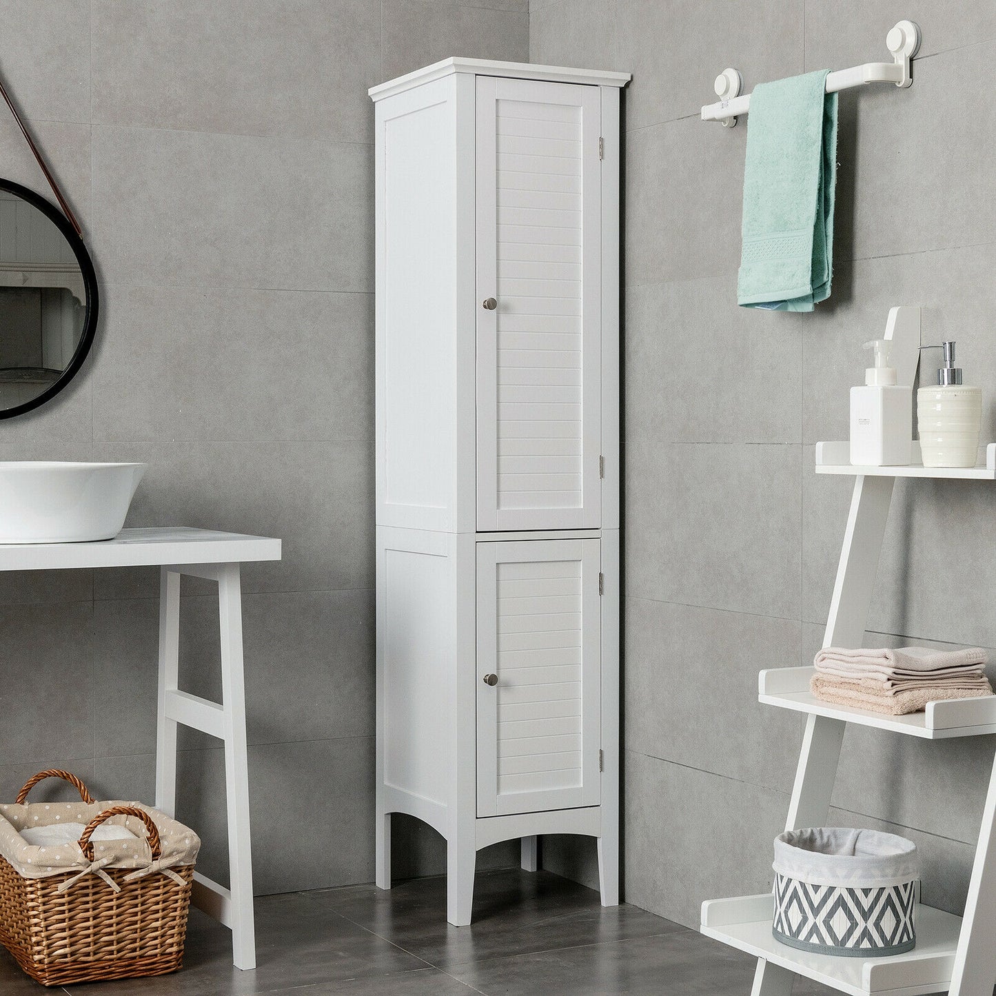 Freestanding Bathroom Storage Cabinet for Kitchen and Living Room, White Floor Cabinets at Gallery Canada