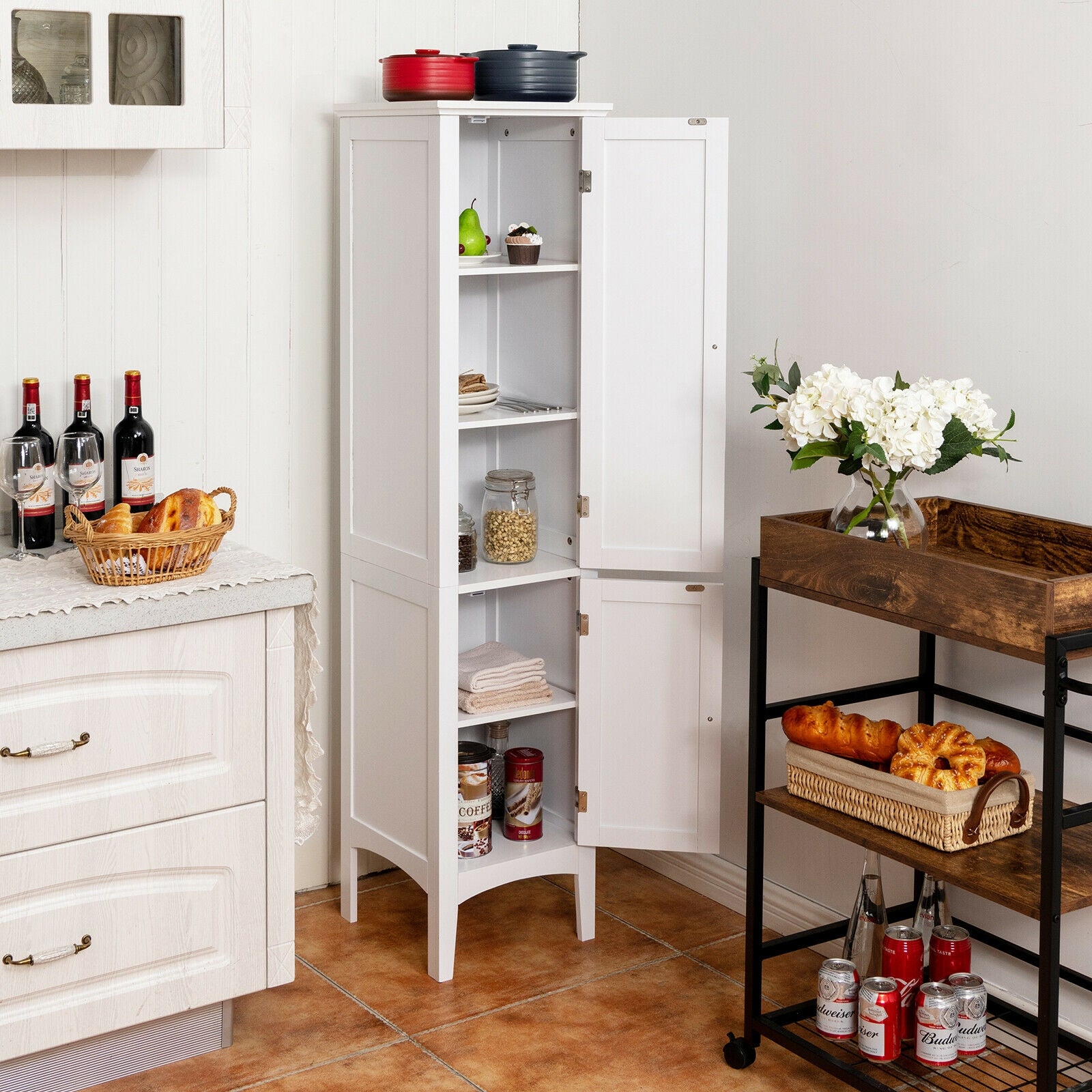 Freestanding Bathroom Storage Cabinet for Kitchen and Living Room, White Floor Cabinets at Gallery Canada