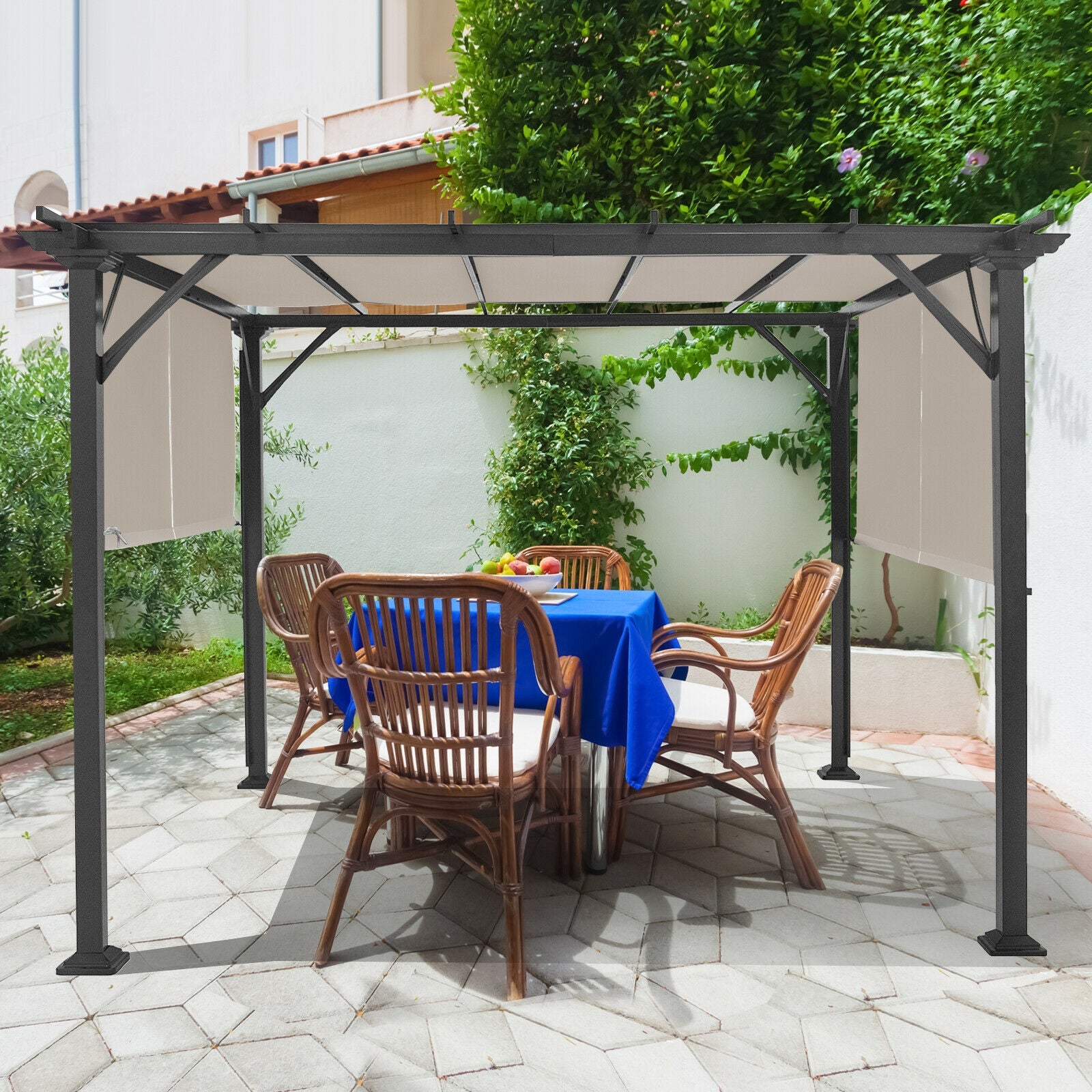 16' x 4' 2Pcs Universal Replacement Canopy for Pergola Structure Sun Awning, Beige Gazebos at Gallery Canada