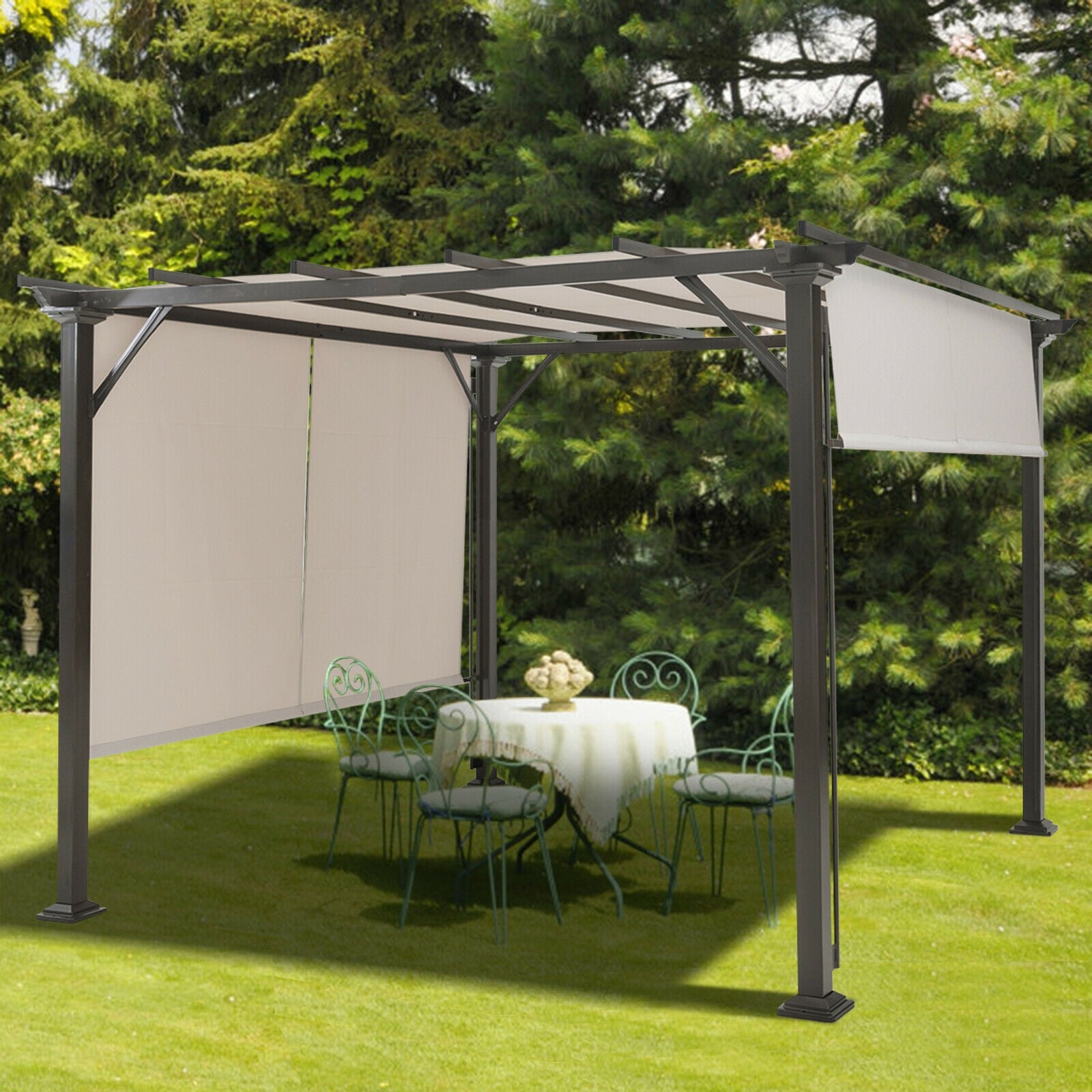 16' x 4' 2Pcs Universal Replacement Canopy for Pergola Structure Sun Awning, Beige Gazebos at Gallery Canada