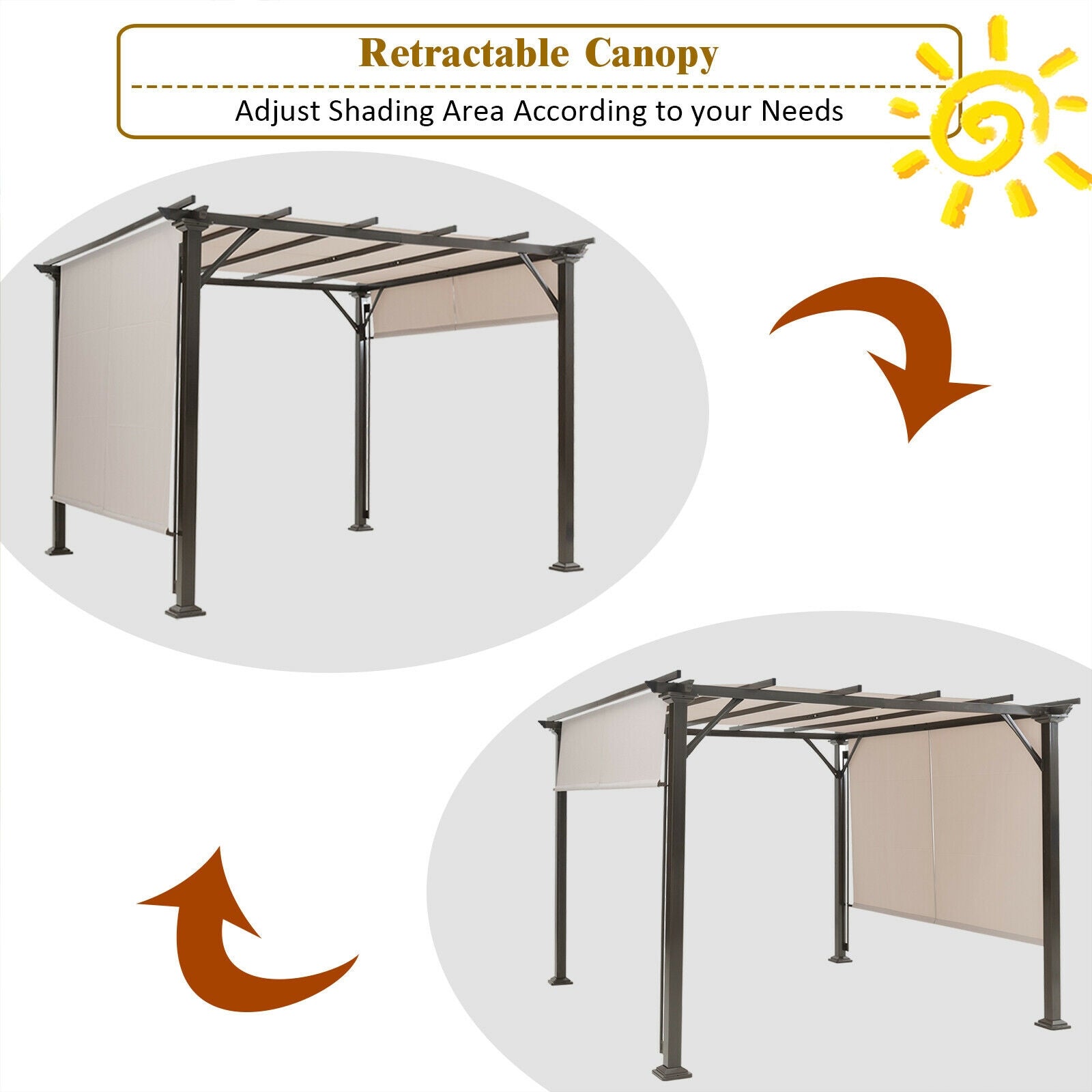 16' x 4' 2Pcs Universal Replacement Canopy for Pergola Structure Sun Awning, Beige Gazebos at Gallery Canada