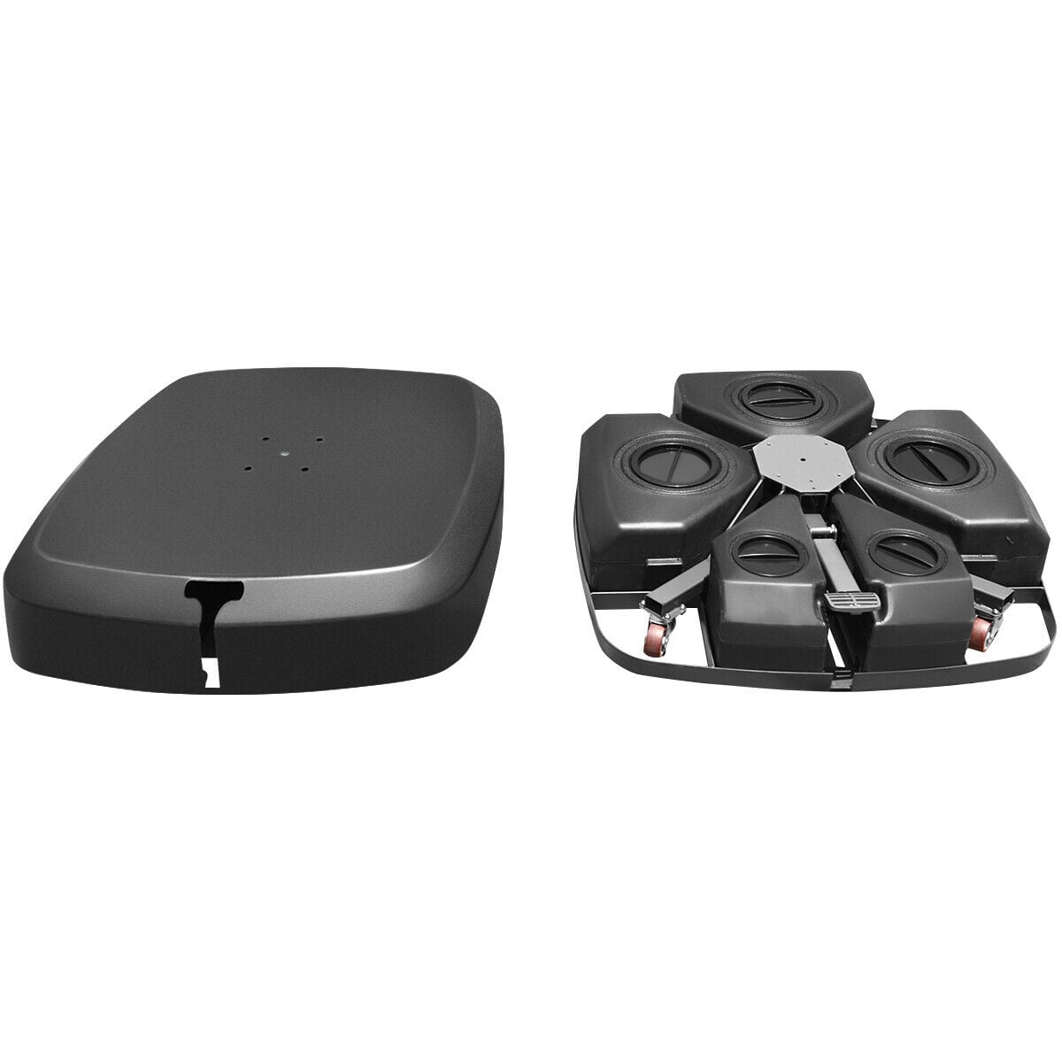 Patio Cantilever Offset Umbrella Base With Wheels, Black Outdoor Umbrella Bases Black at Gallery Canada