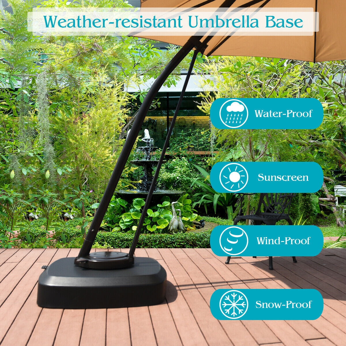 Patio Cantilever Offset Umbrella Base with Wheels for Garden Poolside Deck, Black Outdoor Umbrella Bases at Gallery Canada