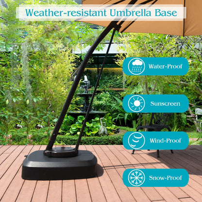 Patio Cantilever Offset Umbrella Base with Wheels for Garden Poolside Deck, Black Outdoor Umbrella Bases at Gallery Canada