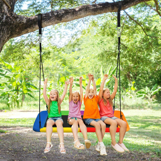 60 Inch Platform Tree Swing Outdoor with 2 Hanging Straps, Multicolor - Gallery Canada