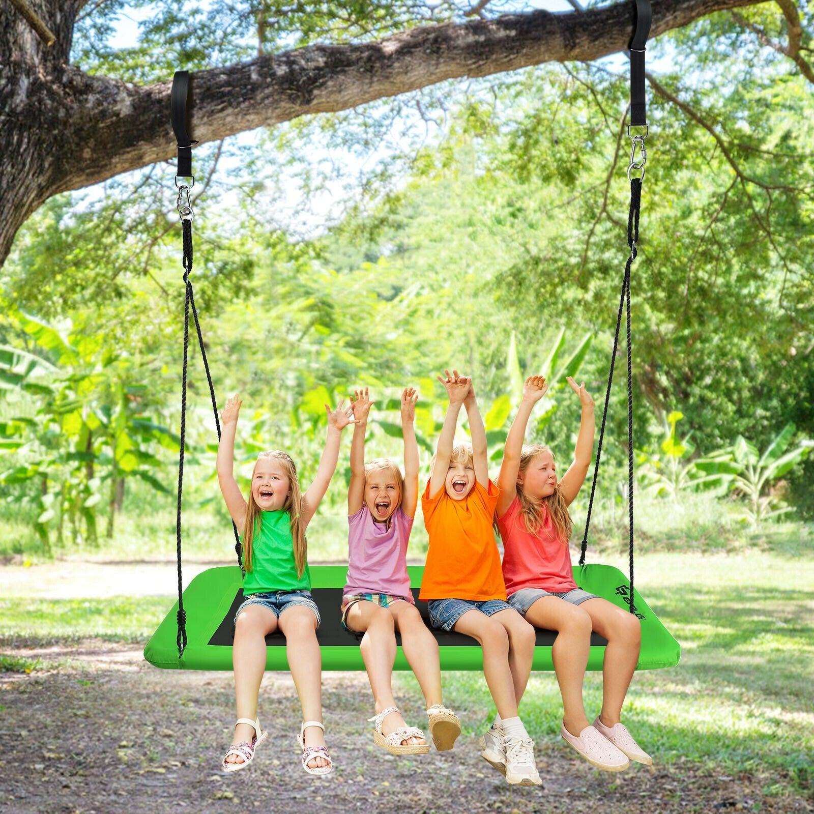60 Inch Platform Tree Swing Outdoor with 2 Hanging Straps, Green Swing & Playsets at Gallery Canada