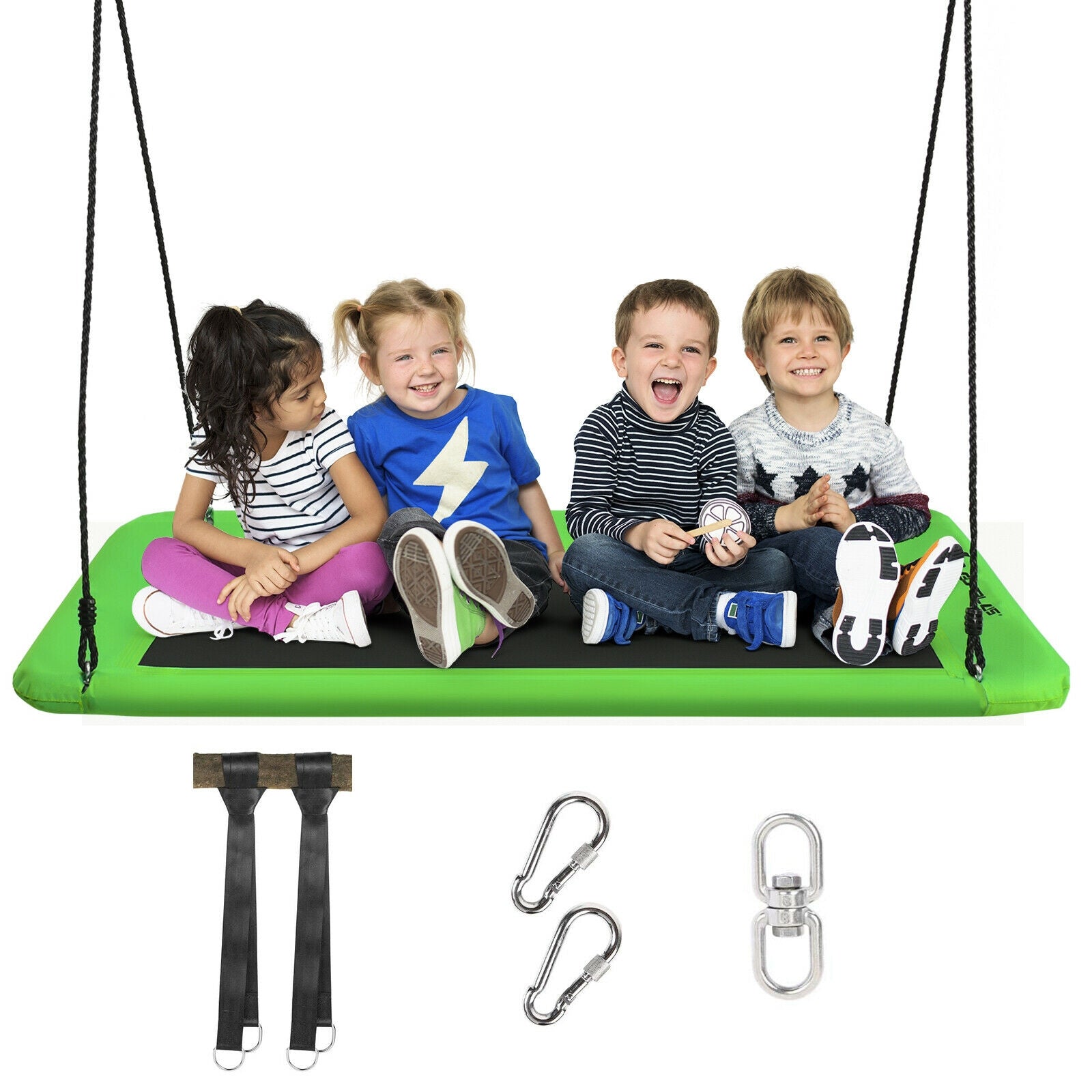 60 Inch Platform Tree Swing Outdoor with 2 Hanging Straps, Green Swing & Playsets at Gallery Canada