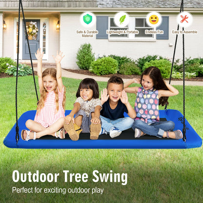 60 Inch Platform Tree Swing Outdoor with 2 Hanging Straps, Blue Swing & Playsets at Gallery Canada