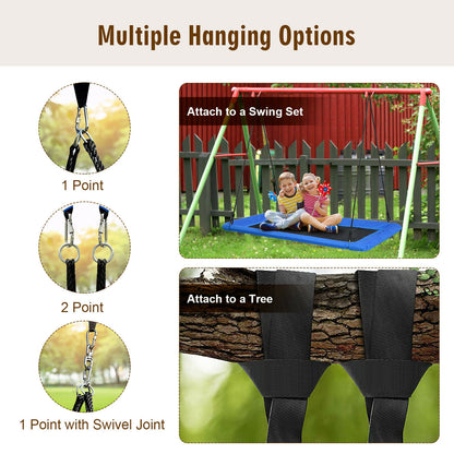 60 Inch Platform Tree Swing Outdoor with 2 Hanging Straps, Blue Swing & Playsets at Gallery Canada