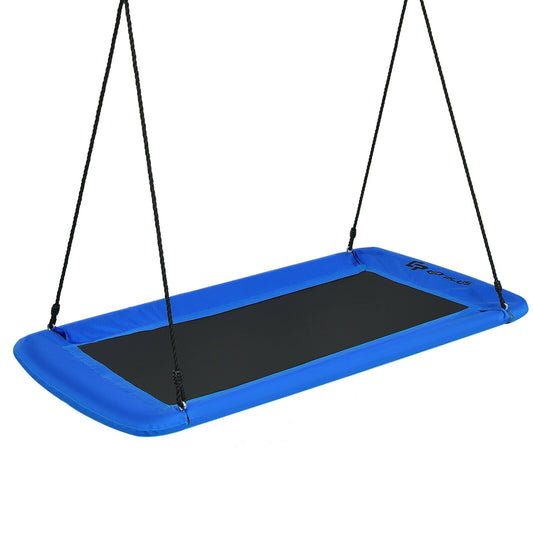 60 Inch Platform Tree Swing Outdoor with 2 Hanging Straps, Blue - Gallery Canada