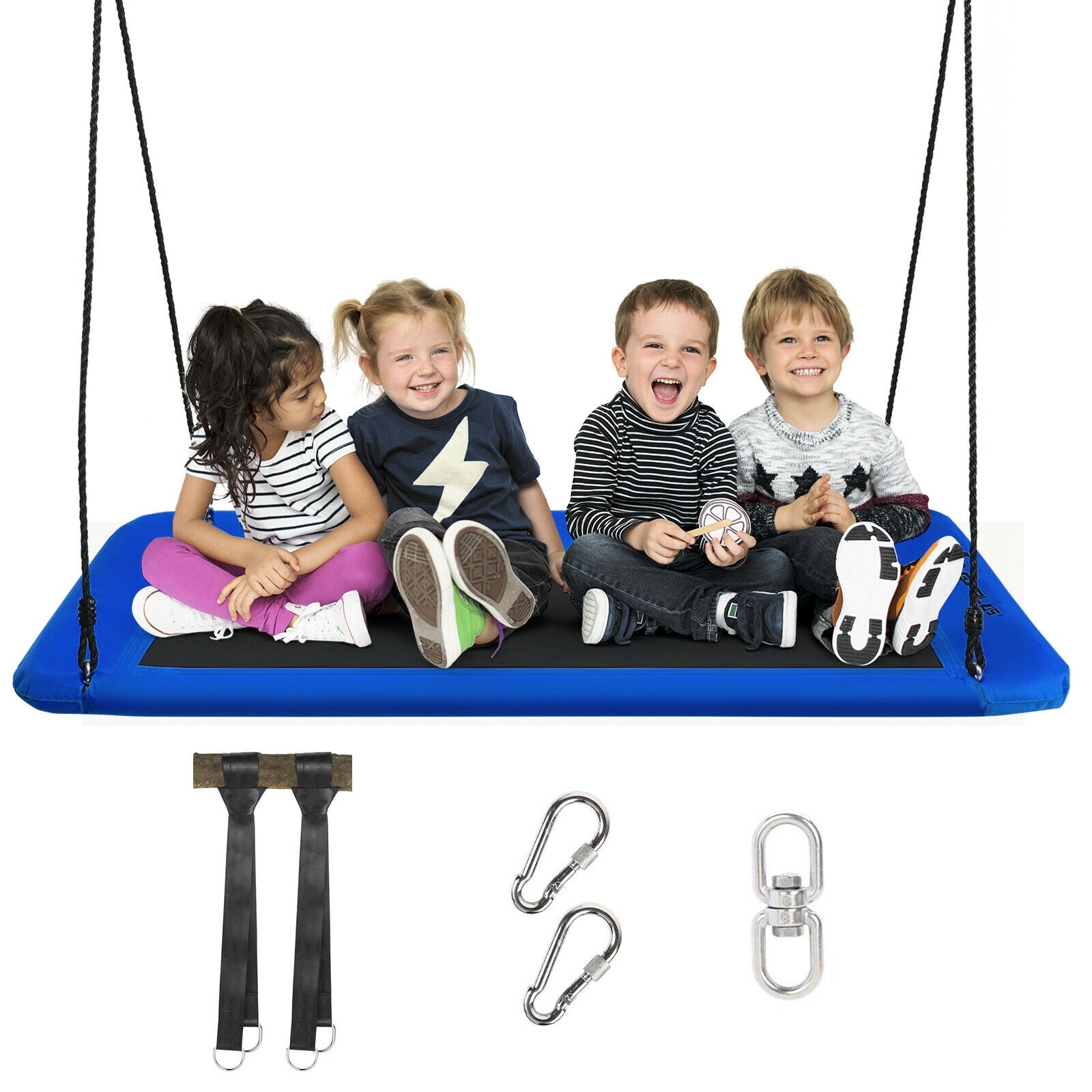 60 Inch Platform Tree Swing Outdoor with 2 Hanging Straps, Blue Swing & Playsets at Gallery Canada